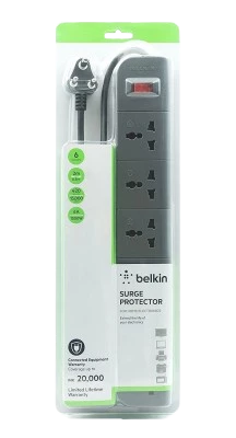 Belkin Essential Series 6-Socket Surge Protector Universal Socket